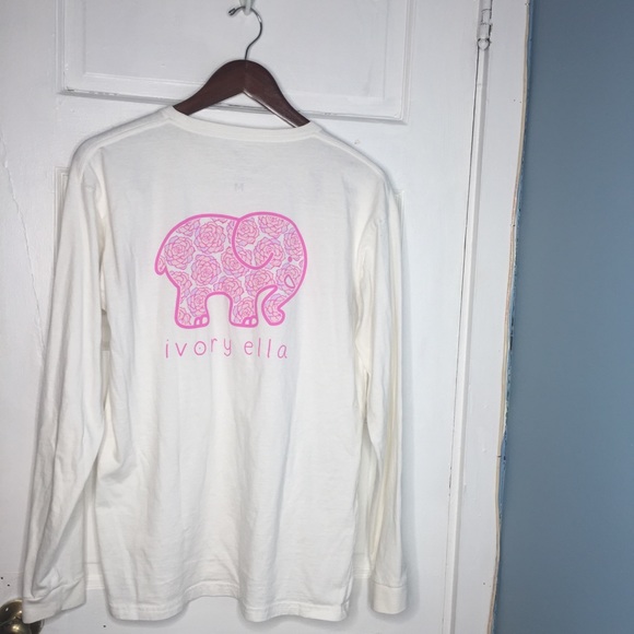 SOLD***Ivory Ella Pink Rose Elephant Pocket Tee - Picture 2 of 8
